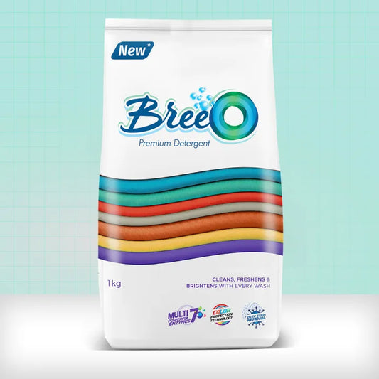 BreeO Premium Detergent Washing Powder 1 Kg - Cleans, Freshens & Brightens with Every Wash
